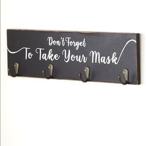 NWT Don't Forget to Take Your Mask Wall Hook Shelf with Hooks